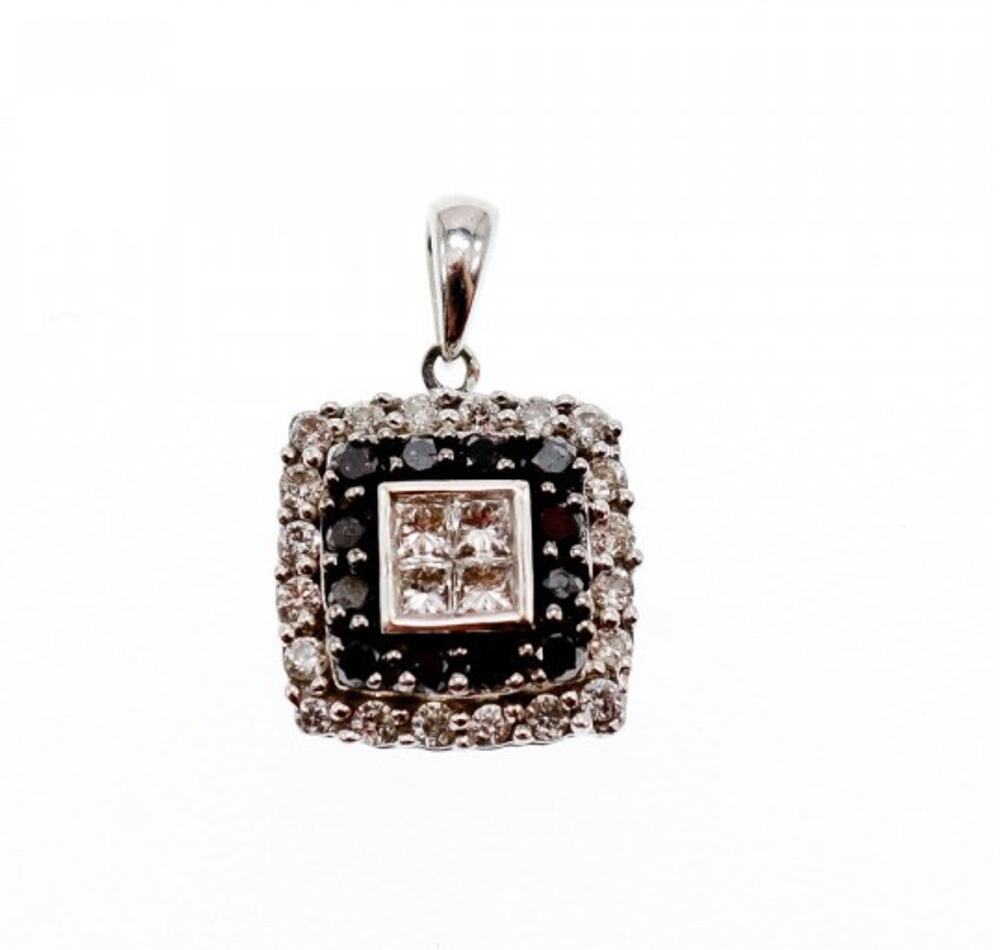 14K White Gold Sapphires & Diamonds Pendant